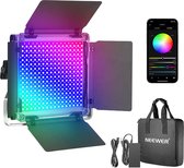 Neewer® - RGB LED Videolamp met App - Telefoonbediening 28W Instelbaar 7 Kleuren + Two Tone CRI95/Helderheid 0%-100% Barndoor + LCD Scherm - RGB480 Verlichting voor YouTube Studio