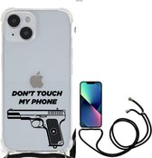 Cover Case Geschikt voor iPhone 14 Telefoonhoesje met doorzichtige rand Pistol Don't Touch My Phone