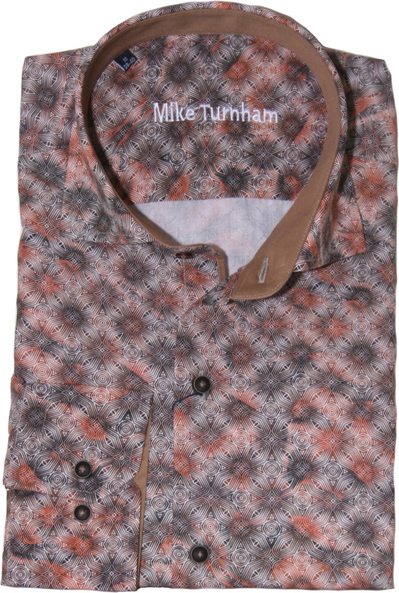 Mike Turnham Lange mouw Overhemd - 5025-7454 Roest (Maat: L)