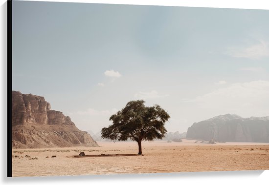 WallClassics - Canvas  - Eenzame Boom in Woestijn - 120x80 cm Foto op Canvas Schilderij (Wanddecoratie op Canvas)