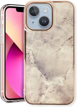 Casemania Hoesje Geschikt voor Apple iPhone 14 Plus Steen - Siliconen Marmer Back Cover