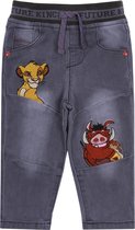 Grijze jeans/spijkerbroek met elastiek, zakken en afbeeldingen - Timon en Pumbaa DISNEY / 68