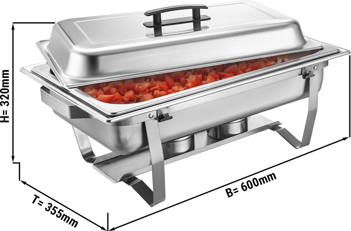 Chafing Dish - GN 1/1 - met deksel - inklapbaar frame | GGM Gastro