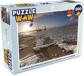 Puzzel Schuim op het strand van Scheveningen met de pier op de achtergrond - Legpuzzel - Puzzel 500 stukjes