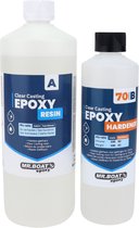 Mr.Boat Epoxy Giethars 70 - 1430 gram - Transparante Resin / Epoxyhars - Met UV blocker - Mengbekers - Handschoenen – Tongspatels