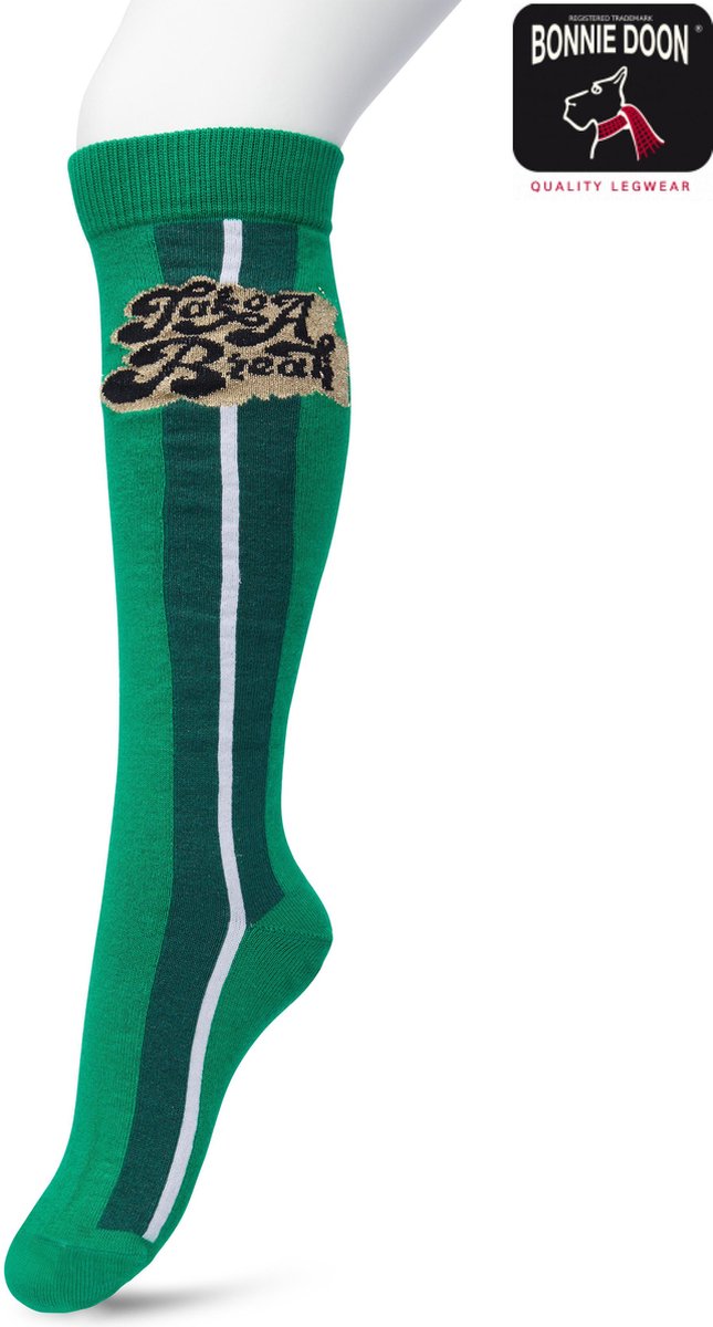 Bonnie Doon Kinder Kniekousen Groen maat 35/38 - Knie Kousen - Streep - Bies - Print - Uitstekend draagcomfort - Take A Break Knee Sock - Kniesokken - Meisjes - Zakt niet af - OEKO-TEX - Jellybean - BP223702.257