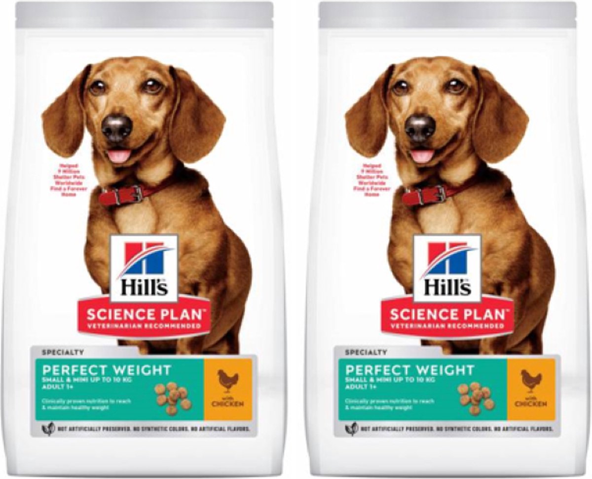2x Hill's - canine adult small perfect weight Kip - Hondenvoer - 1.5kg