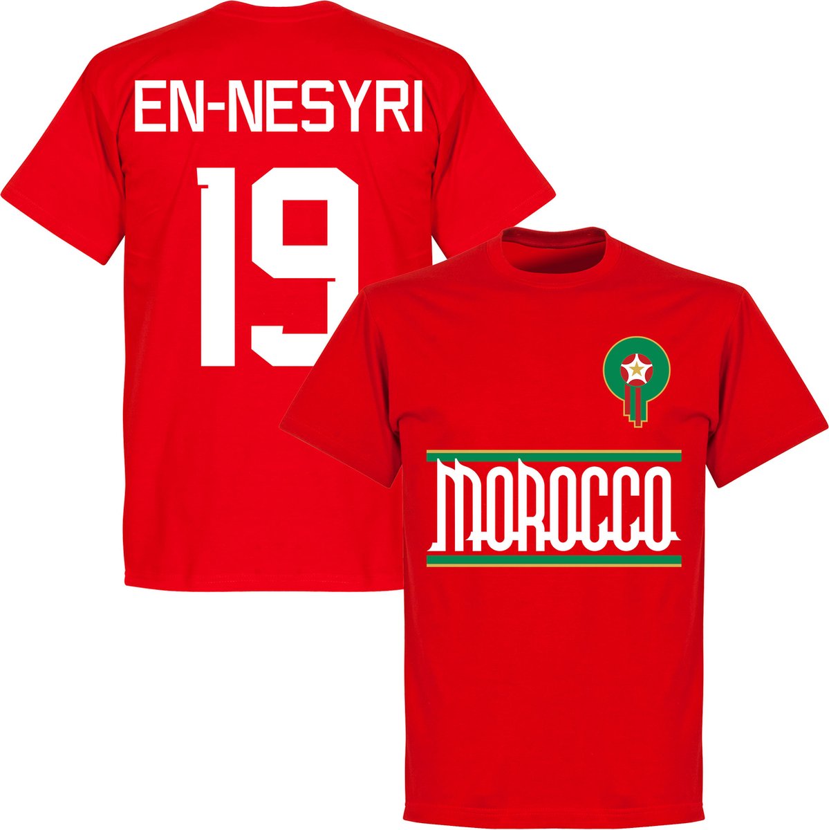 Marokko En-Nesyri 19 Team T-Shirt - Rood - 4XL