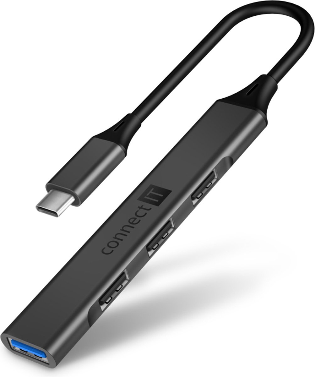 Connect IT Quattro Premium USB 3.2 Gen 1 (3.1 Gen 1) Type-C 625 Mbit/s Antraciet