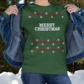Kersttrui Rendieren - Met tekst: Merry Christmas - Kleur Groen - ( MAAT 3XL - UNISEKS FIT ) - Kerstkleding voor Dames & Heren