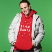 Kerst Hoodie Rendieren - Met tekst: Team Santa - Kleur Rood - ( MAAT XXL - UNISEKS FIT ) - Kerstkleding voor Dames & Heren
