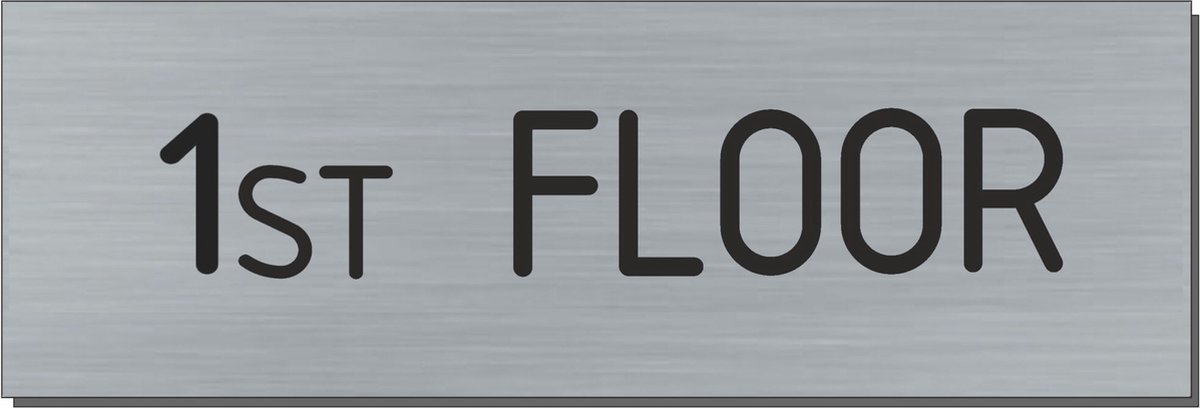 Doorsign - doorplate - deurbord - 1st floor- rectangle - stainless steel look - 5 x 15 cm
