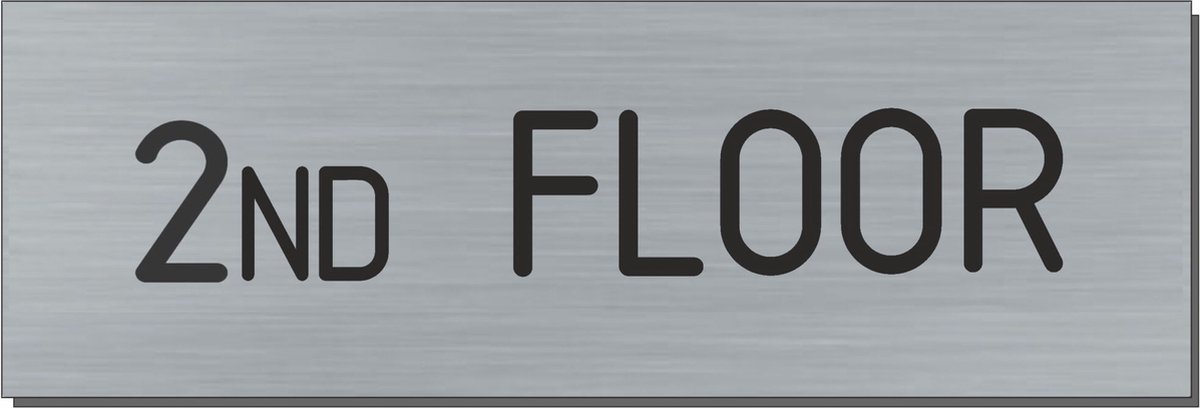 Doorsign - doorplate - deurbord - 2nd floor - rectangle - stainless steel look - 5 x 15 cm