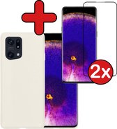 Hoesje Geschikt voor OPPO Find X5 Pro Hoesje Siliconen Case Hoes Met 2x Screenprotector - Hoes Geschikt voor OPPO X5 Pro Hoes Cover Case - Wit