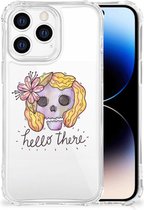 Shockproof Case Geschikt voor iPhone 14 Pro Telefoonhoesje met doorzichtige rand Boho Skull