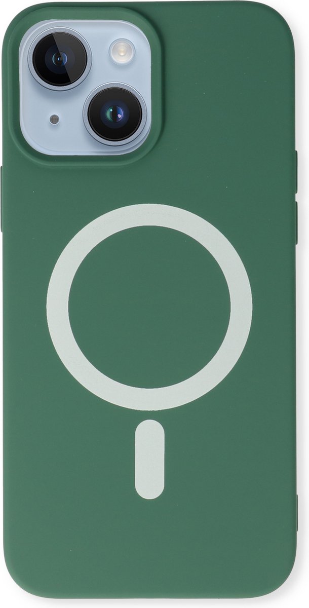 Casemania Hoesje Geschikt voor Apple iPhone 13 - Groen - Magnetische Siliconen Back Cover