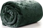 Unique Living Plaid/deken - fleece - dennengroen - polyester - 130 x 180 cm