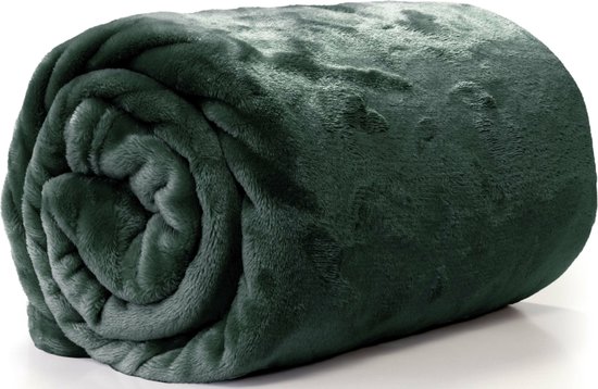 Unique Living Plaid/couverture - polaire - vert sapin - polyester - 130 x  180 cm | bol