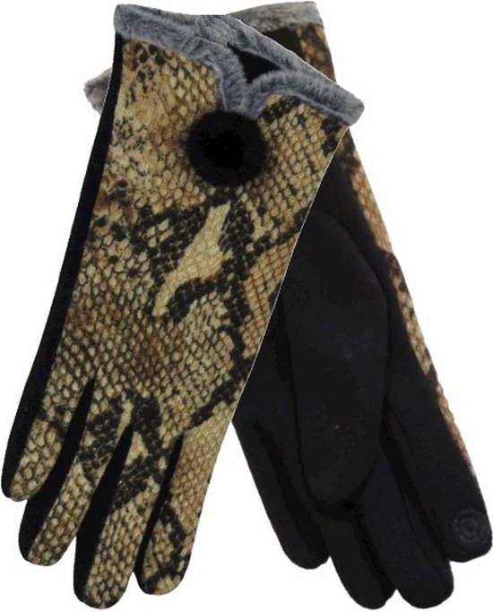 Handschoenen dames touchscreen met slangenmotief