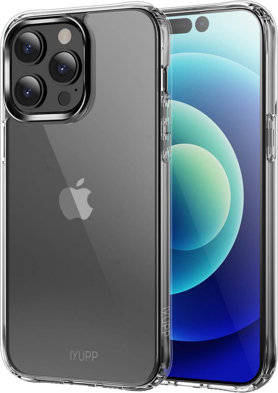 IYUPP Set met Hoesje Transparant en 2 Screenprotectors geschikt voor iPhone 13 Pro Hoesje - Met 2 Tempered Glass Screenprotectors - Transparant
