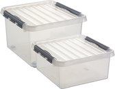 Sunware opbergboxen set 2x stuks in 26L en 18L kunststof met deksel