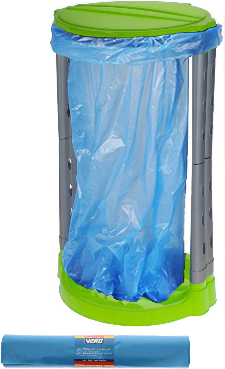 Excellent Houseware staande vuilniszakhouder - incl. 10 zakken - 120L