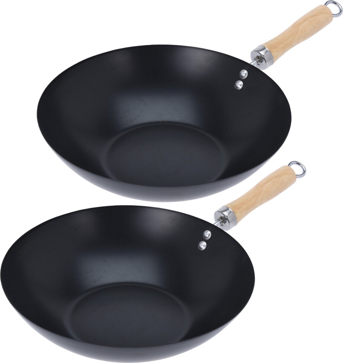 Excellent Houseware Wok/kook pan - 2st - met antiaanbaklaag - D30 cm