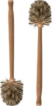 5Five - WC-/toiletborstels hout steel 36,5 cm - Set van 2x stuks