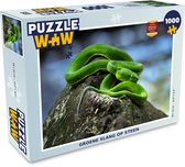 Puzzel Groene slang op steen - Legpuzzel - Puzzel 1000 stukjes volwassenen