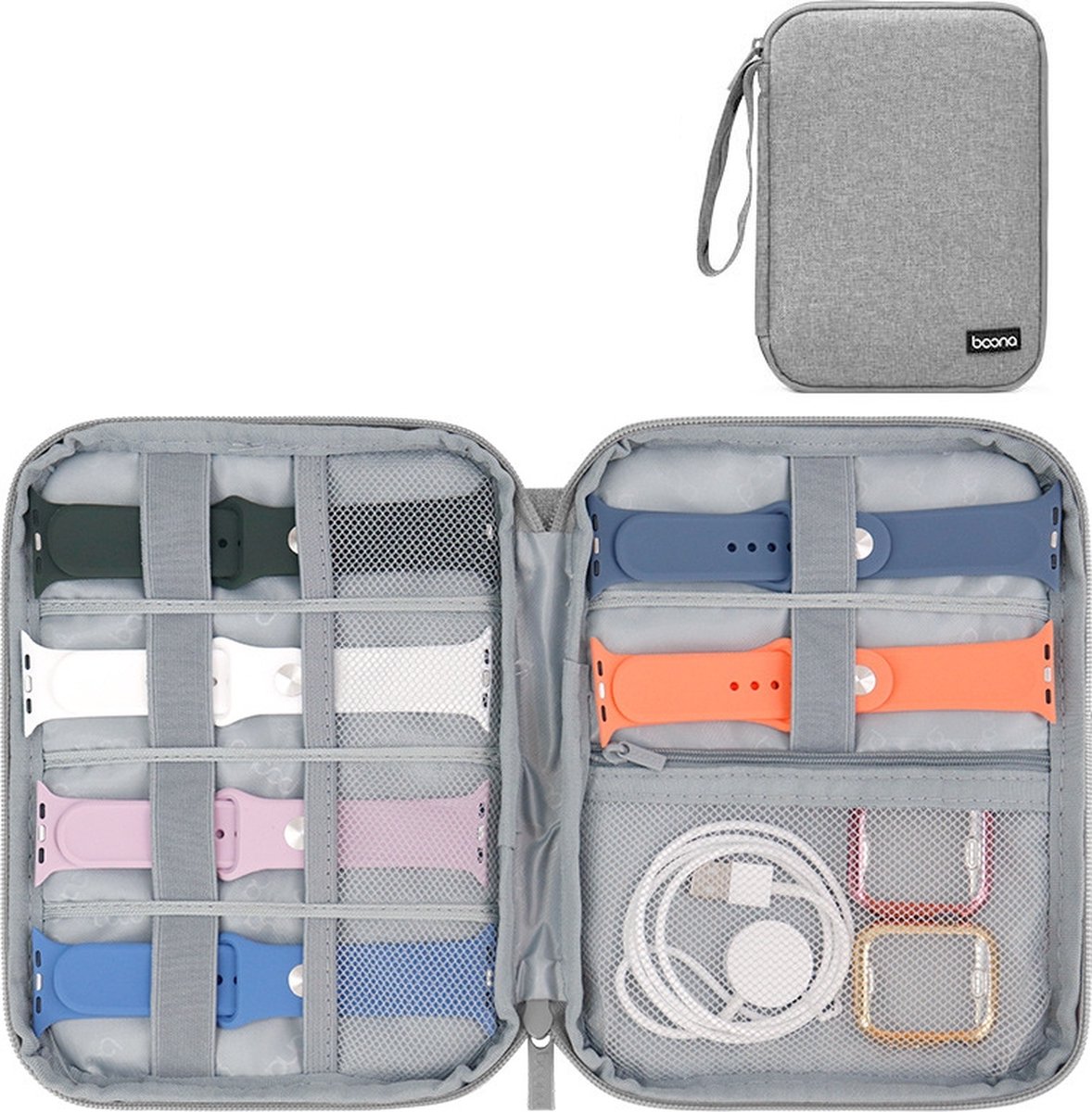 By Qubix - Organizer smartwatch bandjes & accessoires - Large - Grijs