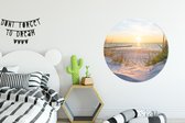 Muurstickers strand - Duinen - Zonsondergang - Zomer - Behangsticker - Behangcirkel zelfklevend - Wandbekleding - Ronde muurdecoratie - 100x100 cm - Muursticker cirkel - Plak stickers - Wall sticker