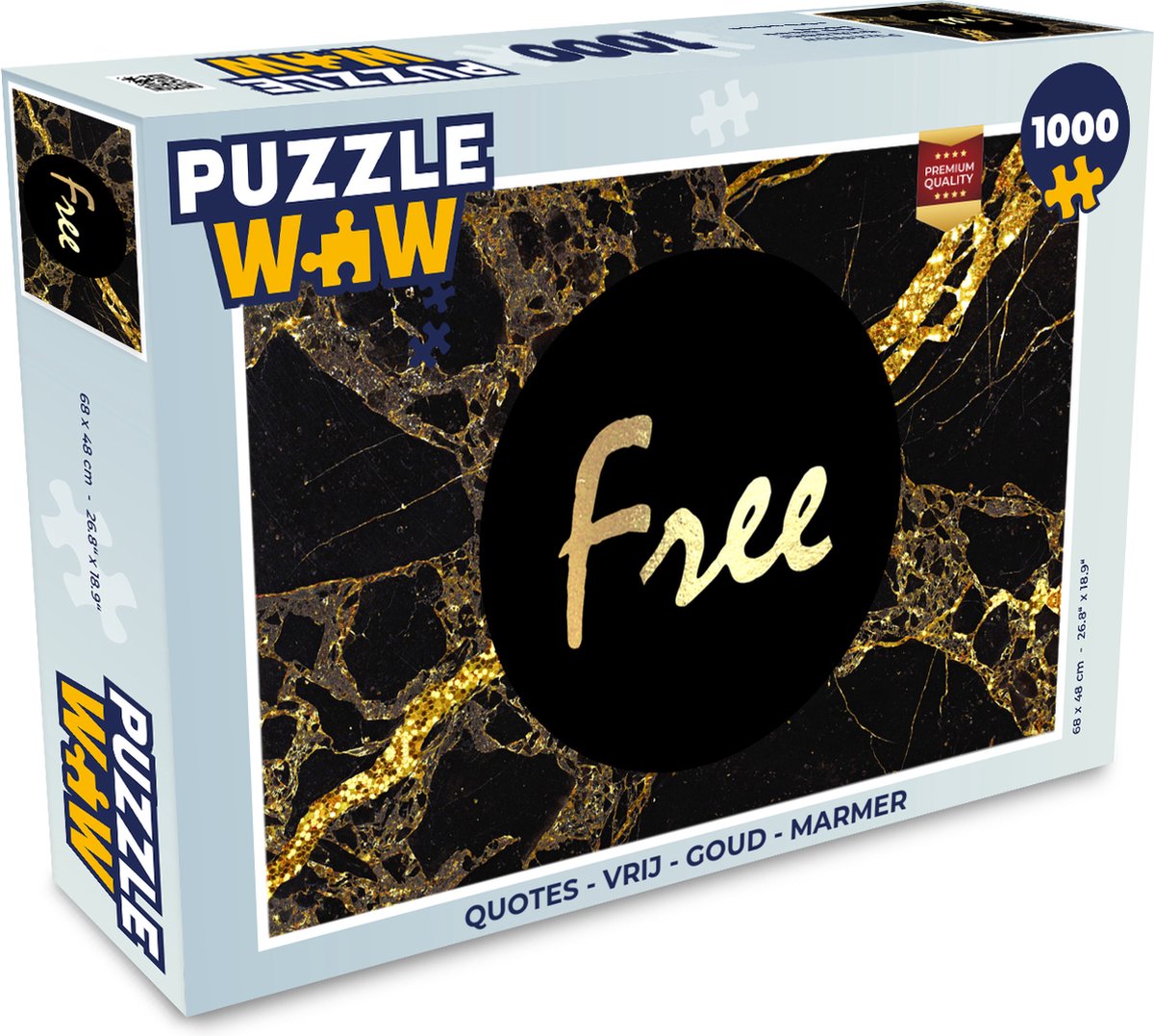 Puzzel Quotes - Vrij - Goud - Marmer print - Legpuzzel - Puzzel 1000 stukjes volwassenen