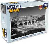 Puzzel Mooie zwart wit foto van de Pont du Gard in Frankrijk - Legpuzzel - Puzzel 500 stukjes