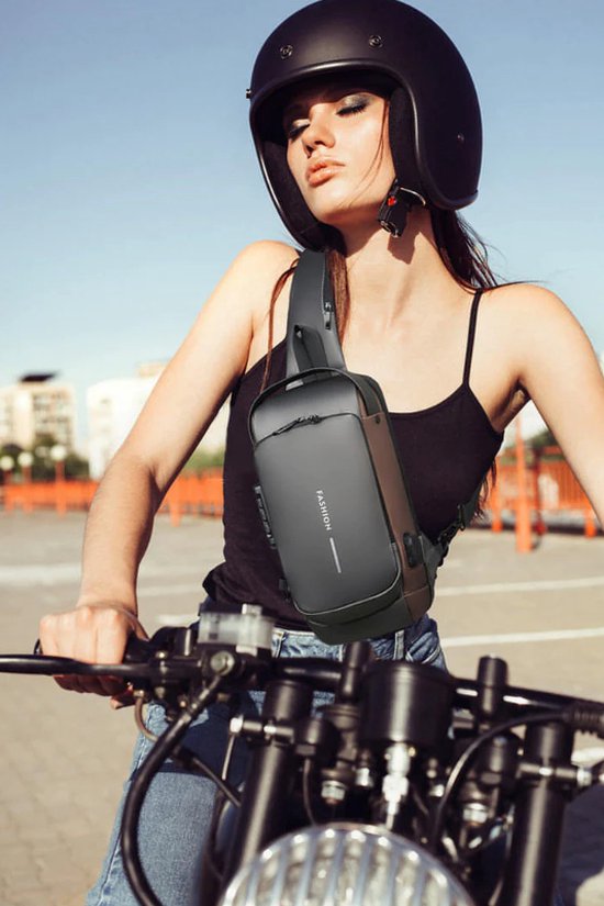OZUKO Casual schoudertas, waterdicht, crossbody-tas, borsttas, voor heren, sport, fitness, borsttas, met USB-oplaadpoort, Zwart, Eén maat, Casual