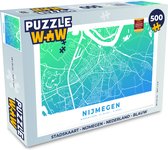 Puzzel Stadskaart - Nijmegen - Nederland - Blauw - Legpuzzel - Puzzel 500 stukjes - Plattegrond
