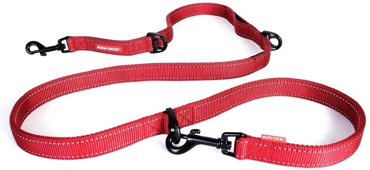 EzyDog Vario 6 Honden Riem - Looplijn voor Hond - 2.5cm - Rood