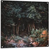 WallClassics - Tuinposter – Donker Groen Bos - 100x100 cm Foto op Tuinposter  (wanddecoratie voor buiten en binnen)