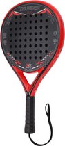 XQMax Thunder 2.0 Padelracket Inclusief Polskoord, Ronde Vorm, Zwart & Rood, 3D Blad, Shock Absorption Core, Glasvezel & Carbon, Padel Racket, Lichtgewicht padelrackets