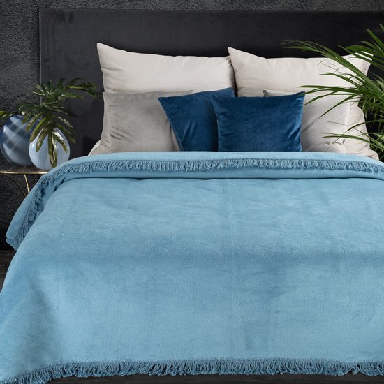 Oneiro’s Luxe Plaid AKRYL Type 7 blauw - 220 x 240 cm - wonen - interieur - slaapkamer - deken – cosy – fleece - sprei