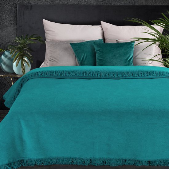 Oneiro's Luxe Plaid AKRYL Type 7 turquoise - 220 x 240 cm - séjour - intérieur - chambre - couverture - cosy - polaire - couvre-lit