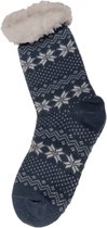 Chaussettes/chaussettes maison nordique femme tricotées - bleu - taille unique 36-41