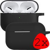 Case Geschikt voor Airpods Pro Hoesje Siliconen Hoes Cover - Hoes Geschikt voor Apple Airpods Pro Case Siliconen - Zwart - 2 Stuks