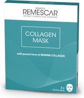 Remescar Collageen Gezichtsmasker - Anti Aging en hydraterend masker verrijkt met viscollageen en Marine collageen, Gezichtsverzorging voor een stralende en gladde huid, geschikt voor alle huidtypes, voordeelverpakking met 4 vellen