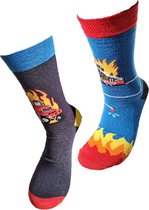 Verjaardag cadeau - Brandweer sokken - Mismatch - vrolijke sokken - valentijn cadeau - aparte sokken - grappige sokken - leuke dames en heren sokken - moederdag - vaderdag - Socks waar je Happy van wordt - Maat 36-41