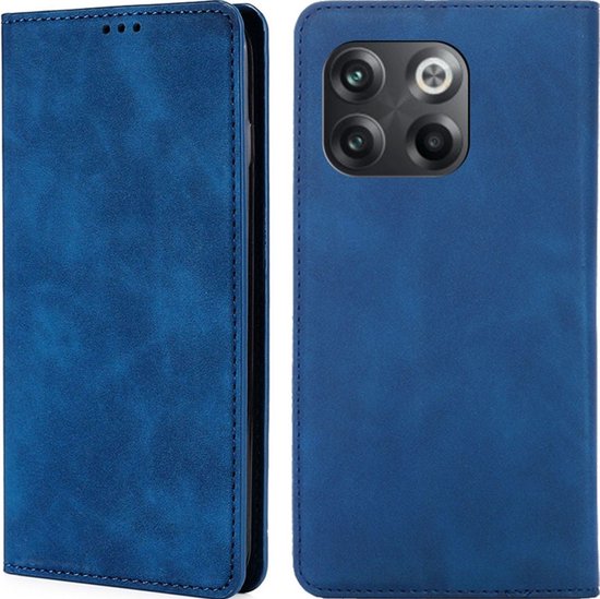 Coque OnePlus 10T - Mobigear - Série Retro Slim - Bookcase en similicuir - Blauw - Coque adaptée pour OnePlus 10T
