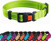 Halsband hond - reflecterend - groen - maat XL - oersterk - waterdicht - hondenhalsband - met veiligheidssluiting - geschikt voor iedere hondenriem - voor hele grote honden
