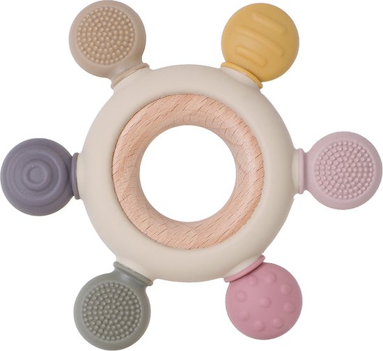 Bijtring - Bijtspeelgoed - BPA vrij - Siliconen - baby speelgoed - Roze |  bol.com