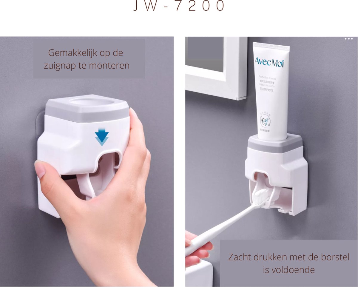 JW7200 Tandpasta dispenser Tandenborstel houder Tandpasta knijper