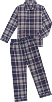 La-V Flanel pyjama set voor jongen met geruit patroon Grijs-Navy : 164-170
