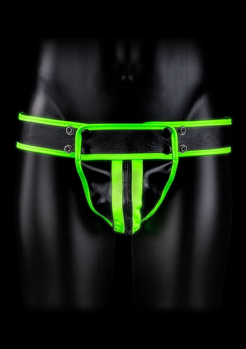Goedkoopste Striped Jock Strap - GitD - Neon Green/Black - L/XL